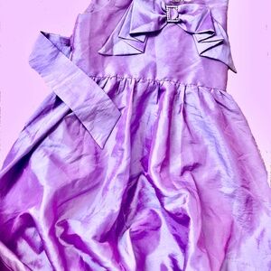 Dress to Impress Little Girls 6y Sleeveless Fit + Flare  Silk Dress Front Bow